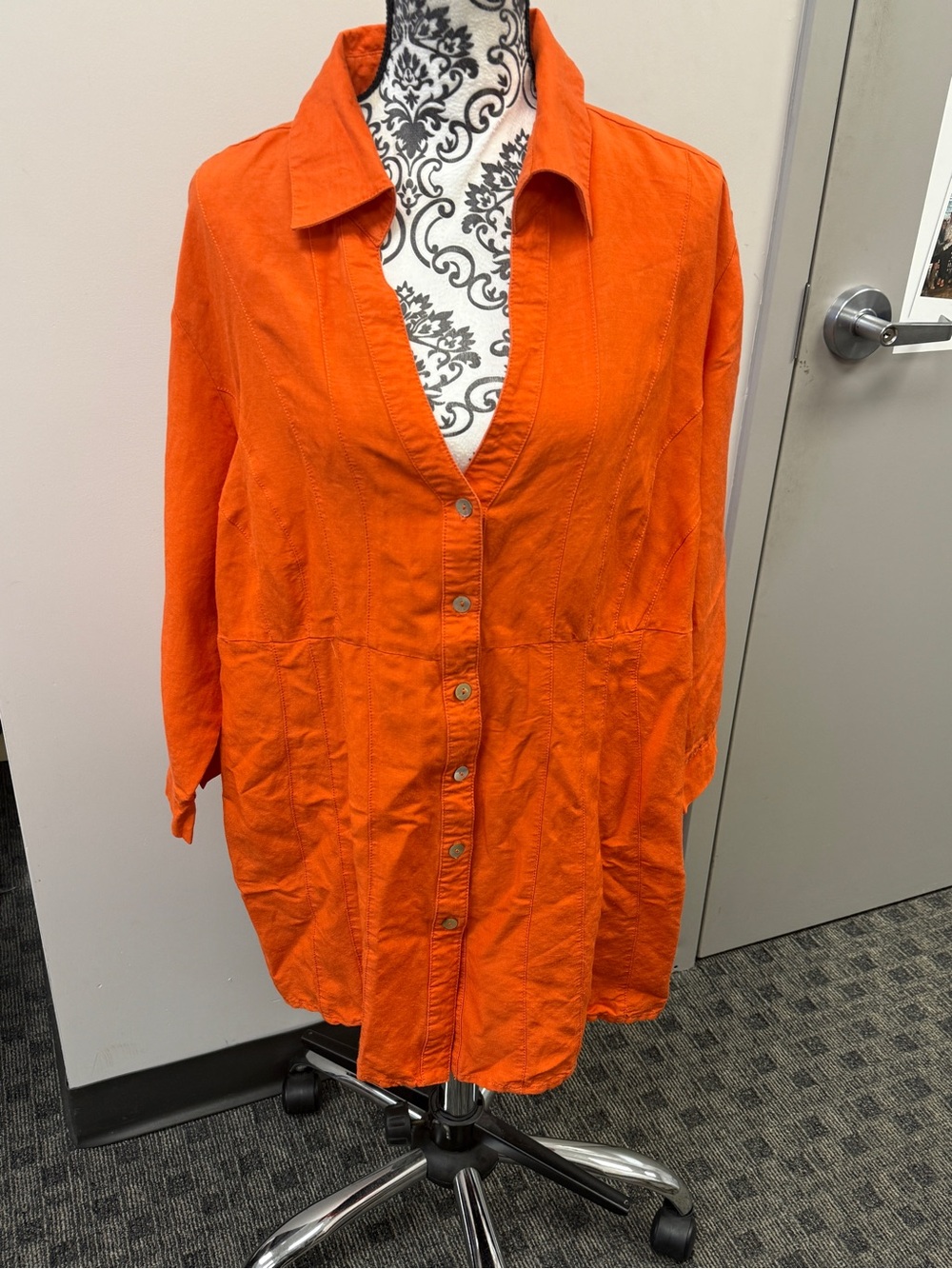 Ashley Stewart Orange Button-Front Tunic Shirt 3/4 Sleeve Plus Size - Picture 4 of 14